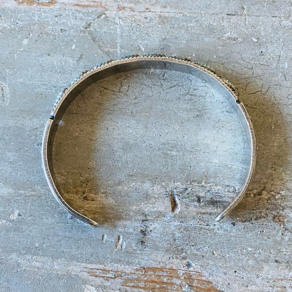 ♥️ Native American ♥️ Vintage Sterling Silver & Turquoise Stacker Cuff - Picture 8 of 16